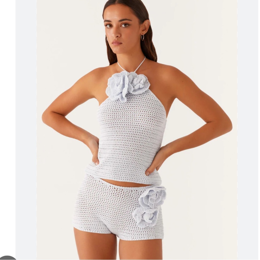 Peppermayo Light Blue Crochet Tank Top and shorts set - Picture 3 of 5